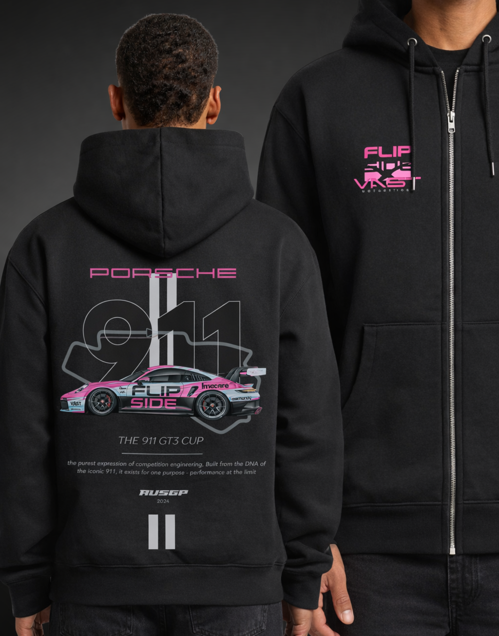 VAST X FLIPSIDE TRACK ZIP HOODIE // BLACK